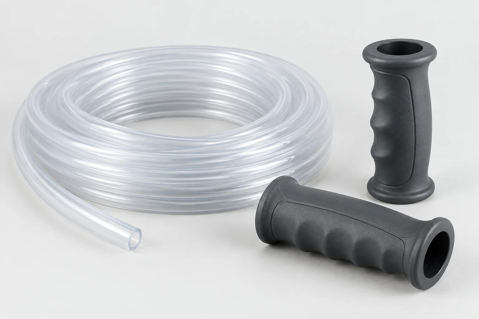 Illustrative tubing and hand grips for the intended material application