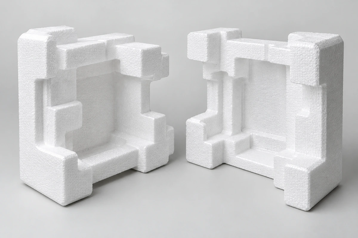 Illustrative molded EPS protective packaging inserts