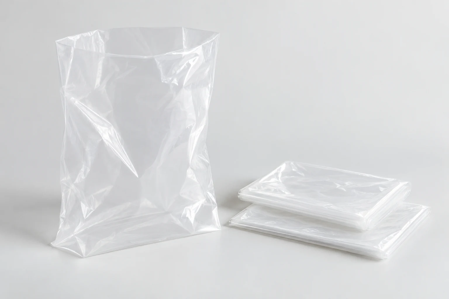 Illustrative packaging and transport bags made using suitable polyethylene grades