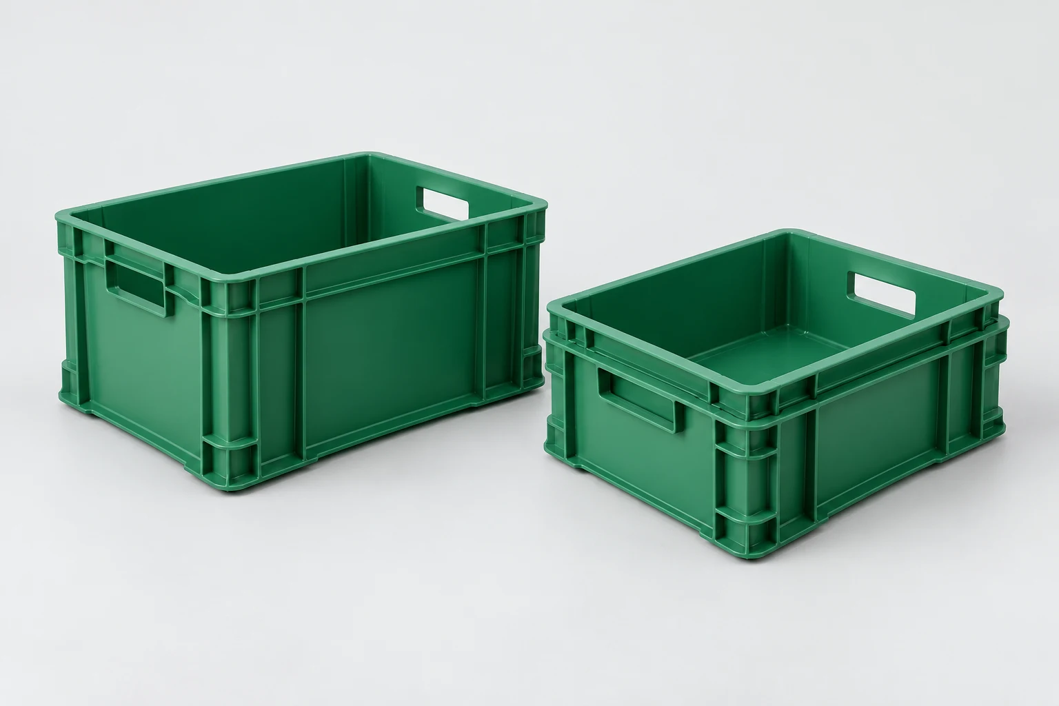 Illustrative molded storage containers made using suitable polyethylene grades