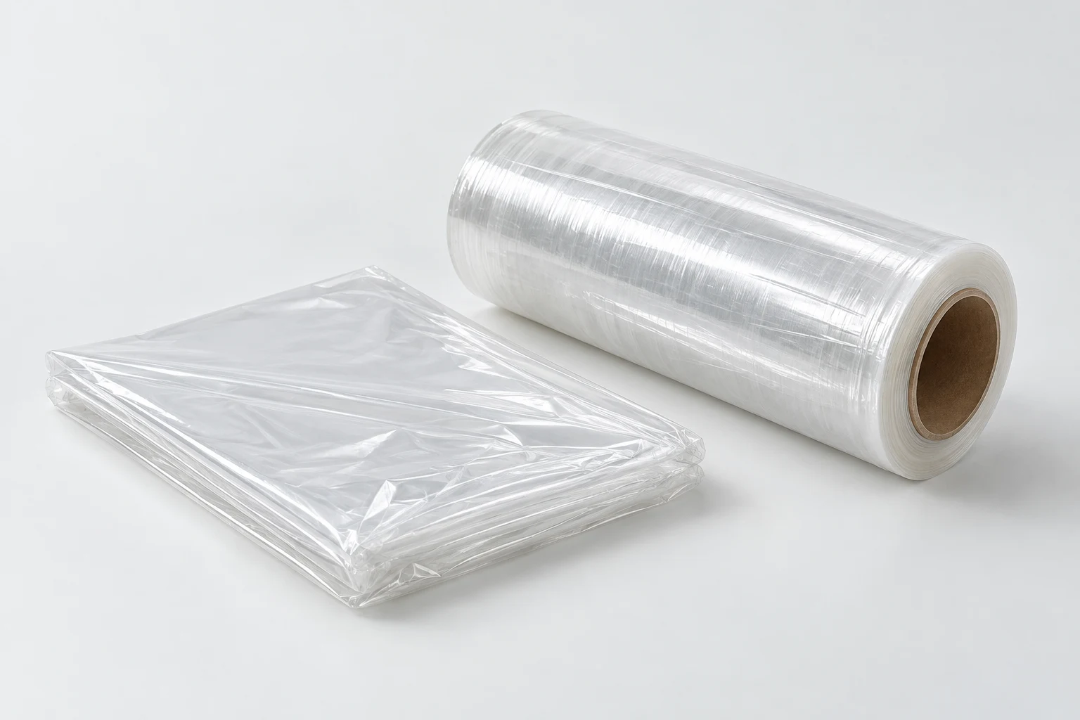 Illustrative wrapping films made using suitable polyethylene grades